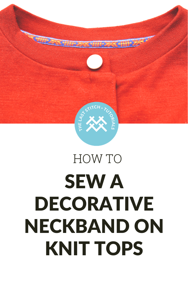 Attaching twill tape to a t-shirt or cardigan neckline: A sewing tutorial for knits on how to  cover the seam allowance on knit tops.  