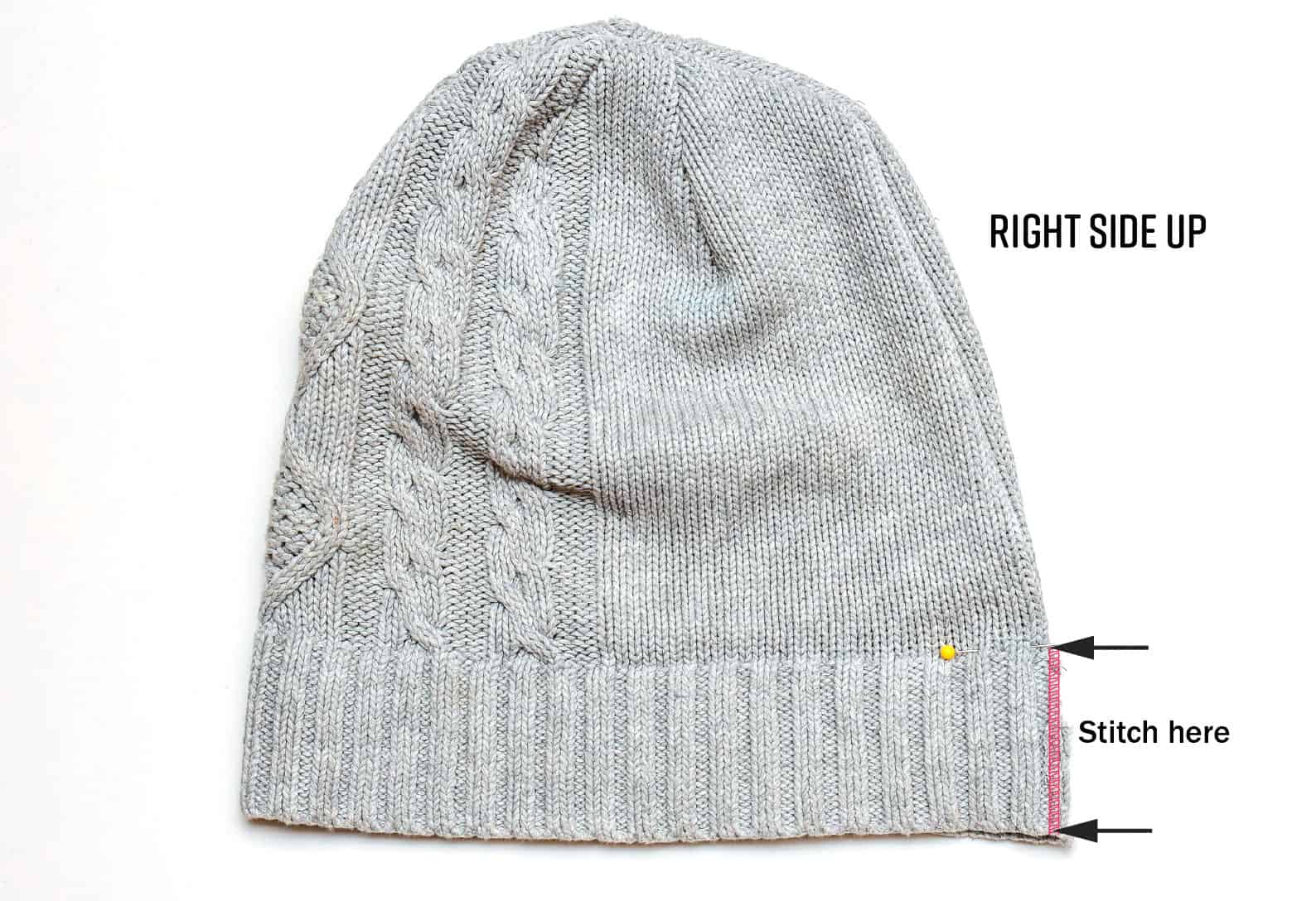 How to sew a knit hat beanie using a sweater sewing tutorial